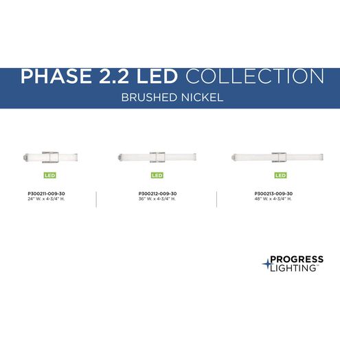 Phase 2.2 LED LED 48 inch Brushed Nickel Linear Bath Bar Wall Light, Progress LED